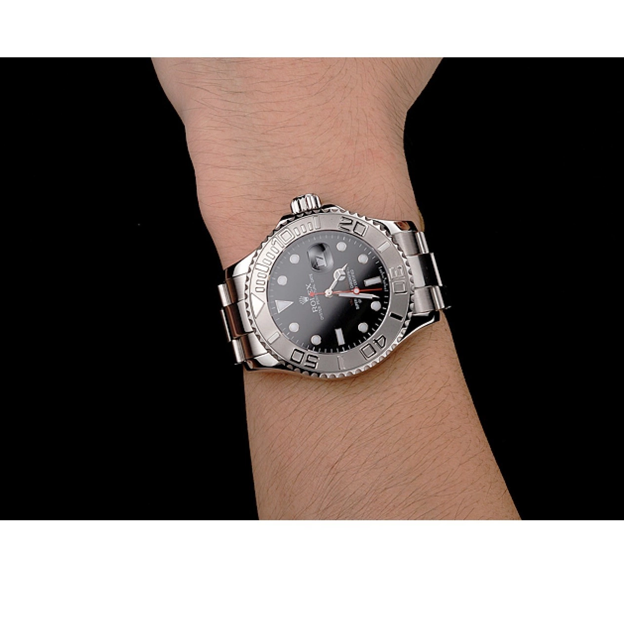 Good copy rolex watches Black Stainless Yacht-Master Rolex Dial Case Bracelet And Steel 0823